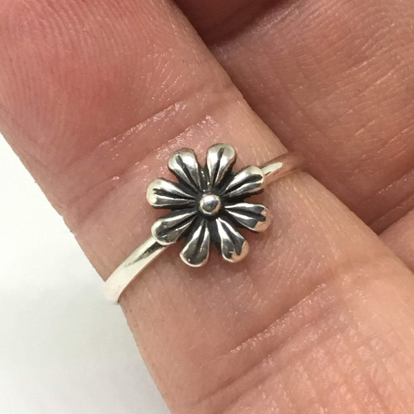 Flower Ring/ Daisy Ring/ Stacking Ring/ sterling silver/ Handcrafted - Judy's Jewelry Basket