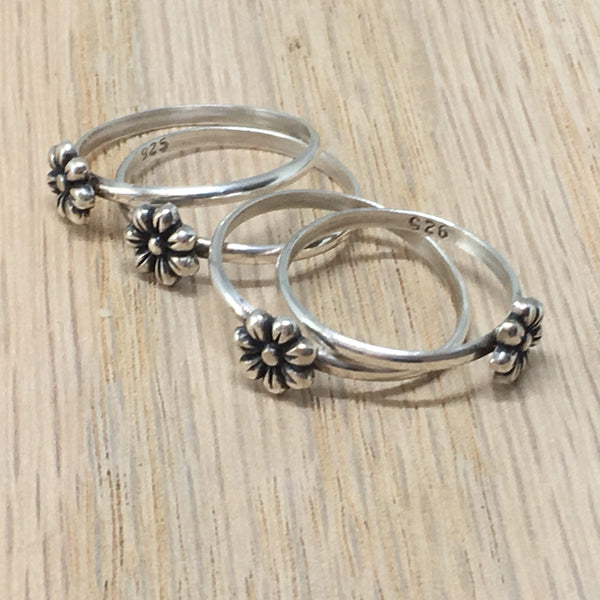 Stacking Ring/ Flower Ring/ Sterling Silver/ Handcrafted/ Bridesmaid/ Honeybee Ring - Judy's Jewelry Basket